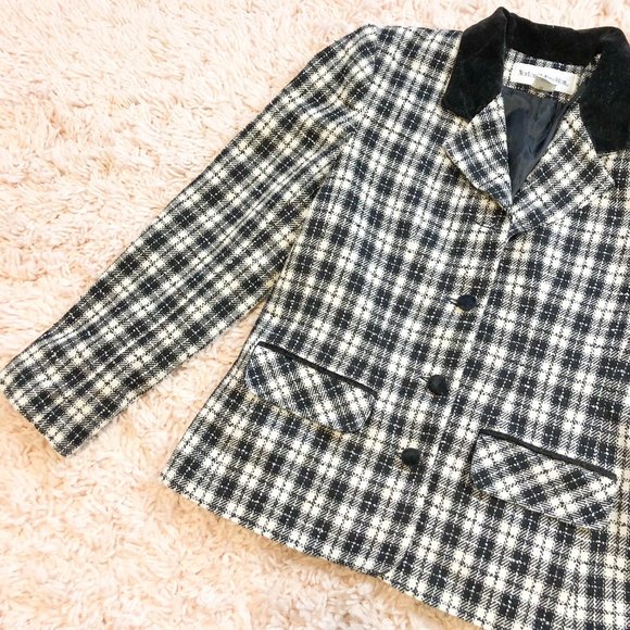 Vintage McNaughton Black & White Plaid Blazer - Picture 6 of 11